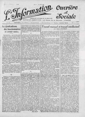 L'Information ouvrière et sociale (1918-1920)