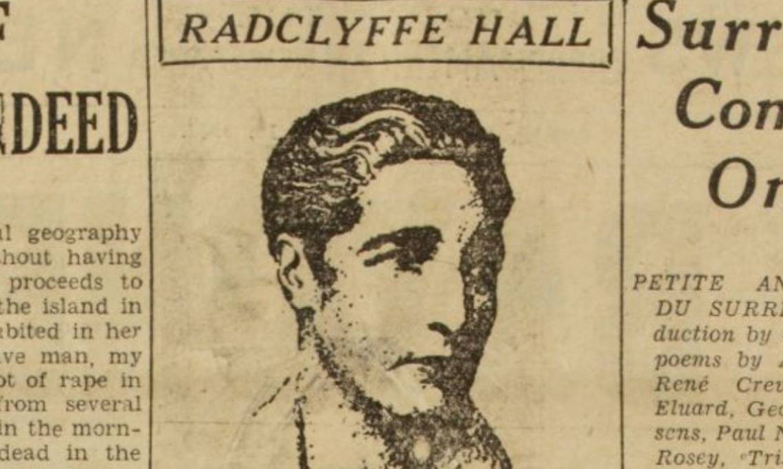 L'écrivaine Radclyffe Hall dessinée dans le Chicago Tribune, 1934 - source : RetroNews-BnF 