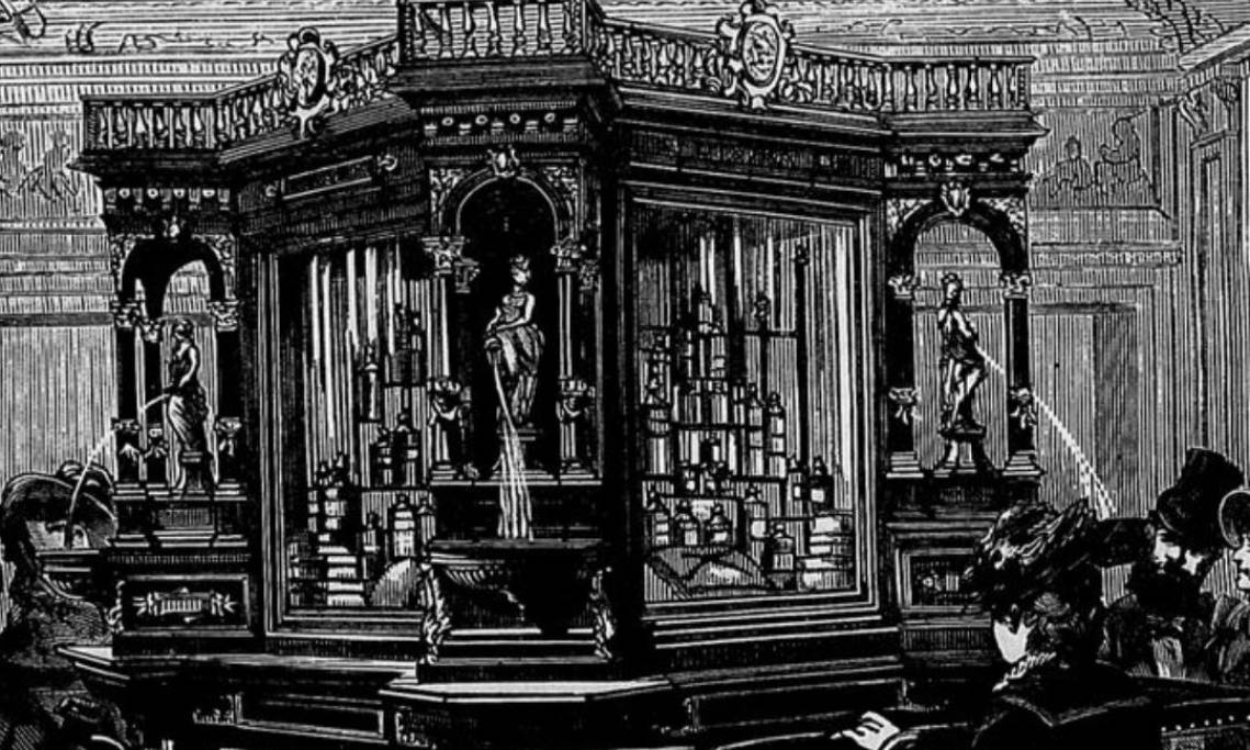 La célèbre fontaine des parfums du Bon Marché, L'Univers illustré, 1880 - source : RetroNews-BnF