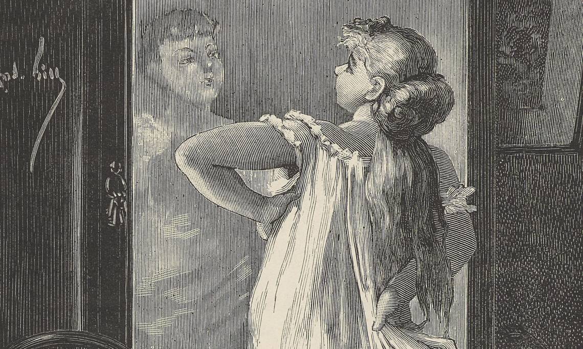 Le personnage de Nana, dessin d'André Gill, édition de 1882 - source : Gallica-BnF