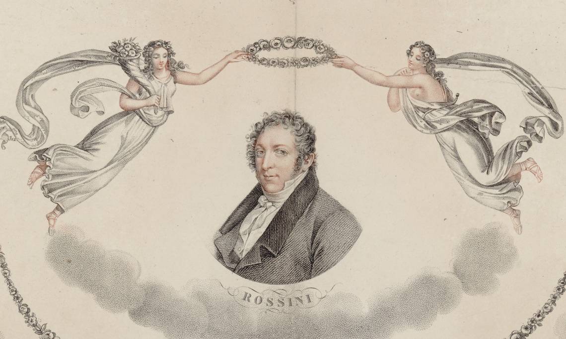 Portrait de Gioachino Rossini, estampe de chez Lemaire et Compie, circa 1820 - source : Gallica-BnF