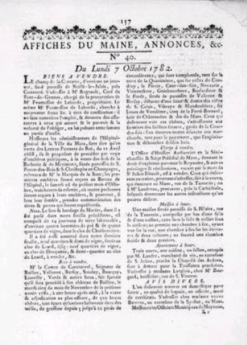 Couverture de Affiches du Maine, annonces, etc., publié le 03 janvier 1780