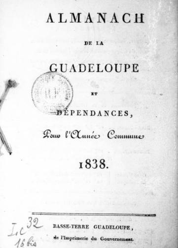 Couverture de Almanach de la Guadeloupe, publié le 01 janvier 1832