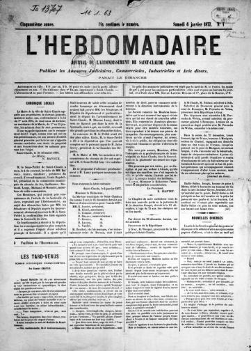 L’Hebdomadaire 6 Janvier 1877 - (06-janvier-1877) | RetroNews - Le Site ...