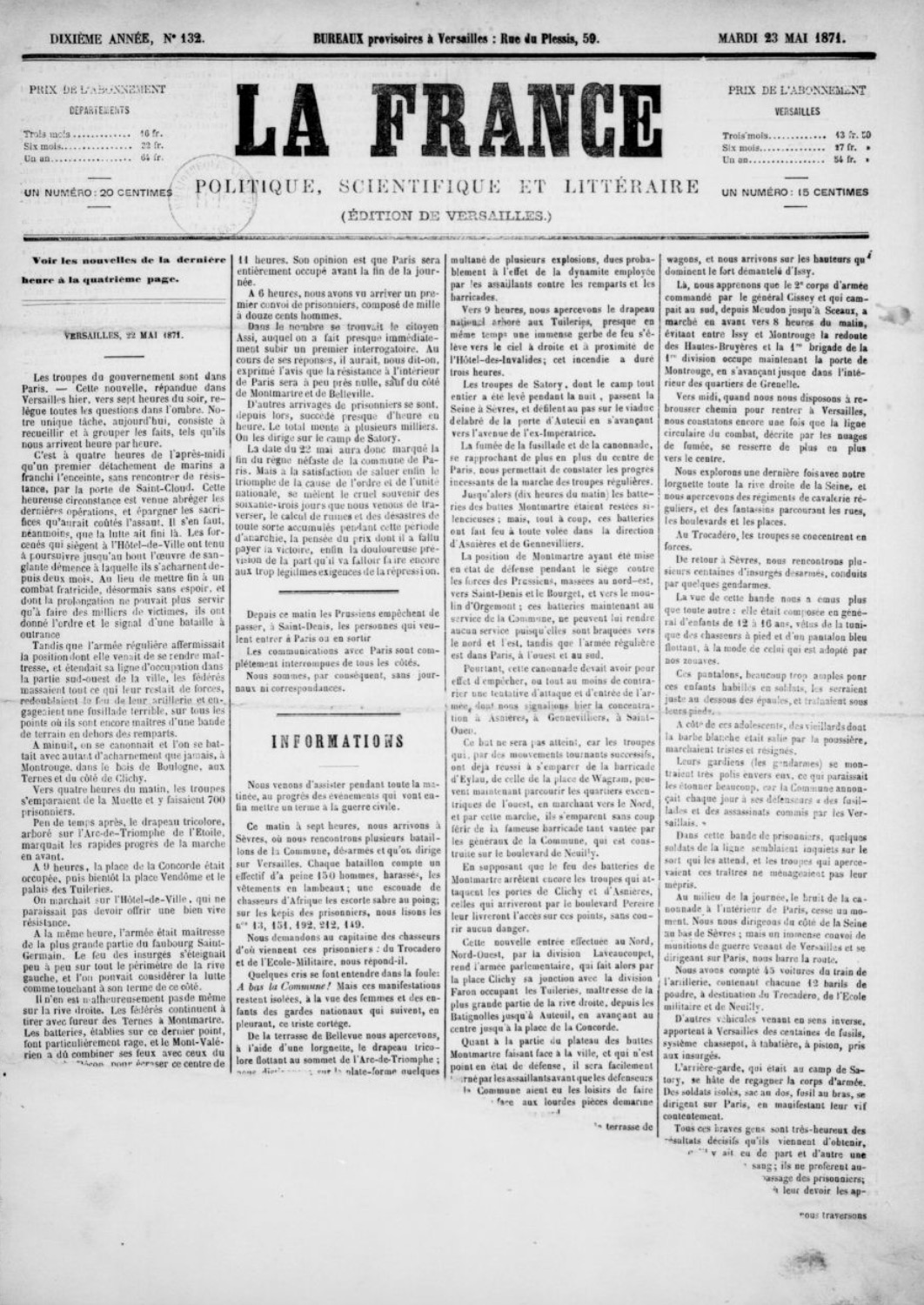 La France. Édition de Versailles (1871)