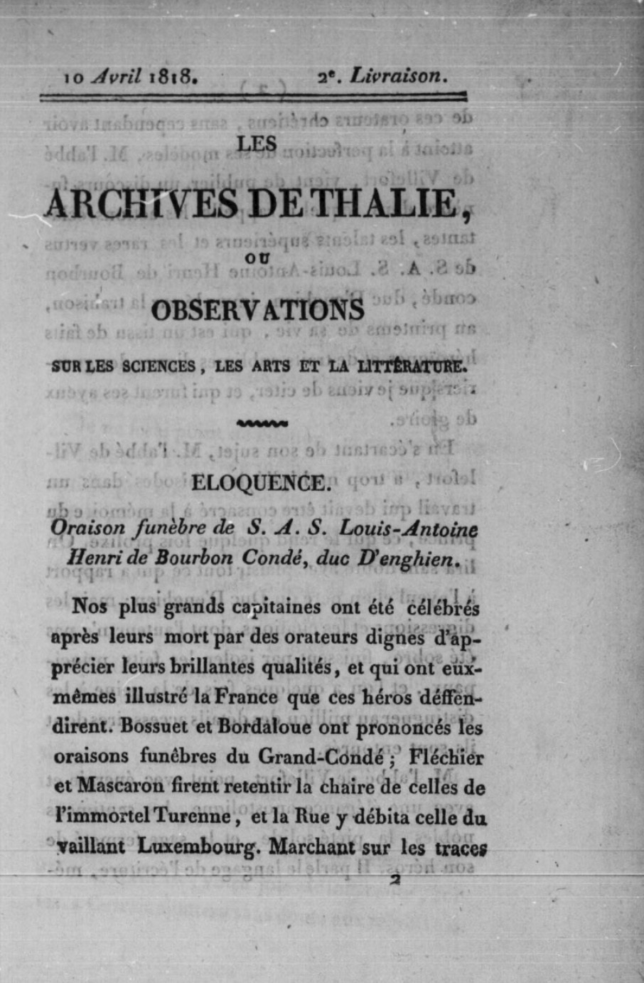 Les Archives de Thalie (1818-1822)