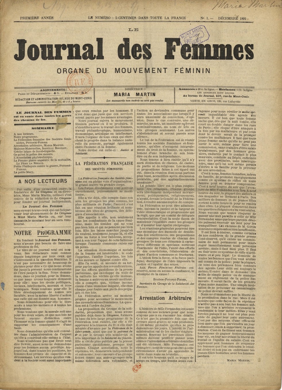 Le Journal des Femmes (1891-1911)